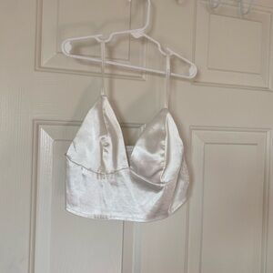 Elegant White Satin Camisole Top